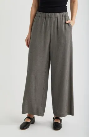 Eileen Fisher High Rise Wide Leg Ankle Pants in Chalk at Nordstrom, Size Xx-Small