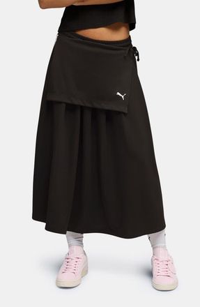 Puma T7 Pleated Midi Skirt in Puma Black at Nordstrom, Size X-Large
