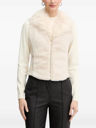 Guess Co faux-fur jacket - women - Polyester/Polyester/Elastane - M - Neutrals