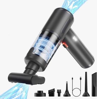 OEM Aspiradora Port&aacute;til Inal&aacute;mbrica Para Coche - Mini Aspiradora Recargable Port&aacute;til Para Coche - Negra - 7 Accesorios - 20000 Pa