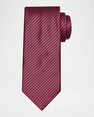 Brioni Mens Woven Stripe Silk Tie