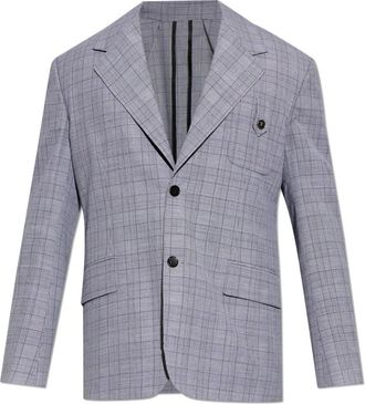 Versace Wollen Blazer met Ruitpatroon - Heren - Blazers - Grijs - L - Wol - Jassen