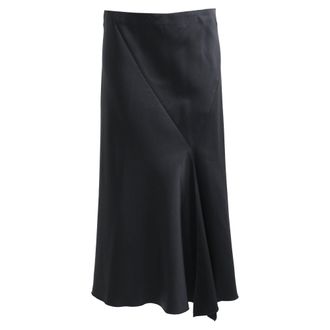 The Row Asymmetrical Midi Skirt in Black Acetate