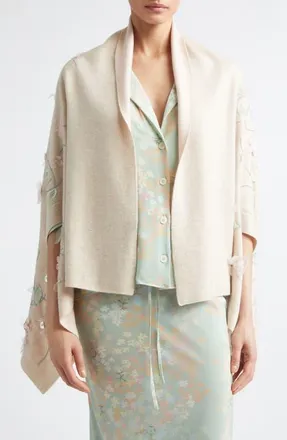 Bernadette Shirene Embroidered Shawl in Doubleface Beige Pale Pink at Nordstrom, Size Medium