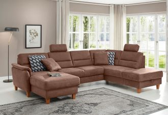 HOME AFFAIRE Wohnlandschaft »Palmera U-Form, B: 308 cm« optional Bettfunktion & Bettkasten, Federkern