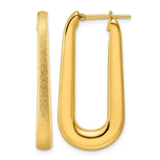 Diamond2Deal 14K Yellow Gold Satin Tapered Oval Hoop Earrings