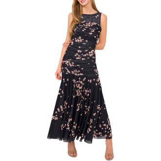 Ted Baker Ruched Sleeveless Mesh Maxi Dress in Rich Black at Nordstrom Rack, Size X-Small