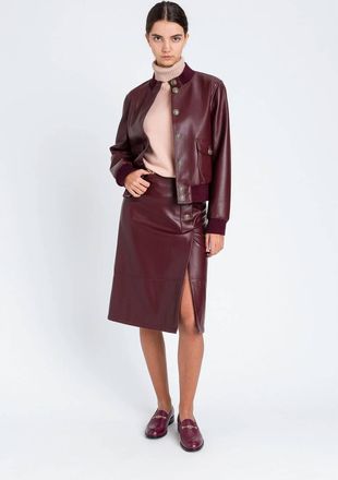 Twin-Set Command Sleek Front Slit Skirt In Bordeaux
