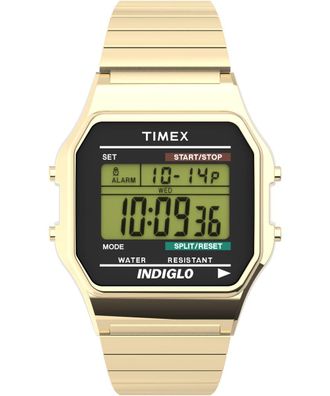 Timex Main Street Classic Digital Mens Gold Watch T78677 Stainless Steel - One Size