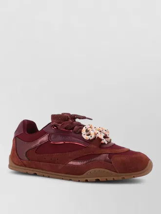 Pinko leather and nylon low-top sneakers
