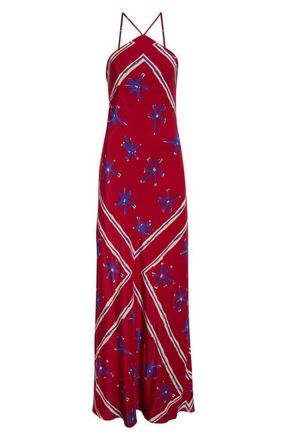 Staud Cubism Halter Maxi Dress in Painted Foulard at Nordstrom, Size 00