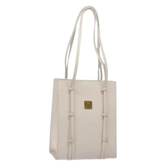 MCM Pre-owned Tote Bags, female, White, Size: ONE SIZE Pre-owned Leather Shoulder Bag