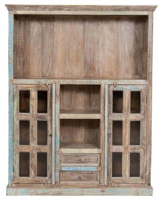 Biscottini International Librer&iacute;a De Madera Maciza Reciclada Con Acabado Envejecido