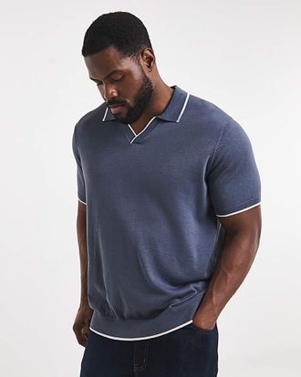 Jacamo Tipped Knitted Short Sleeve Polo