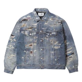 SUPREME x MM6 Maison Margiela Distressed Selvedge Denim Trucker Jacket Washed Indigo SUP-SS26-106-IDG