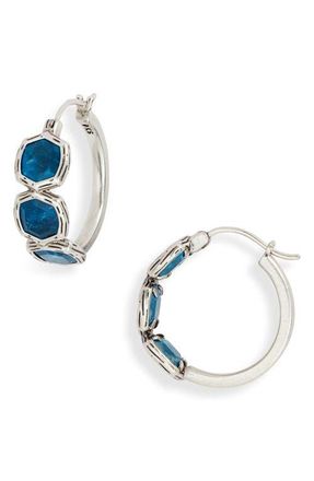 Kendra Scott Maura Hoop Earrings in Silver Indigo Magnesite at Nordstrom