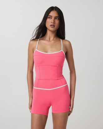 Vuori Clothing AllTheFeels Corset Tank Top | Sunset Pink | XS, Size Extra Small