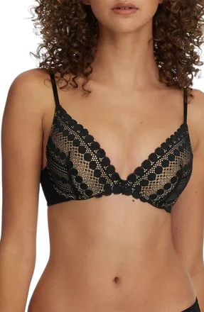 Skarlett Blue Seduced Lace Underwire Push-Up Bra in Black/nylon at Nordstrom, Size 32Dd