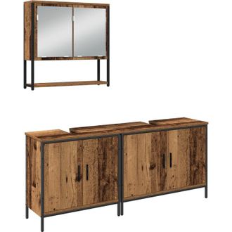 vidaXL Juego De Muebles De Ba&ntilde;o 3 Pcs Marr&oacute;n 80 X 30 X 44 Cm Vidaxl