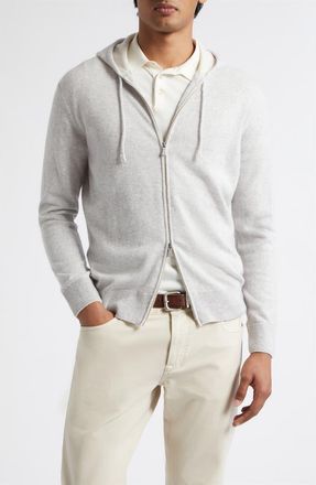 Eleventy Full Zip Cashmere Hoodie Sweater in Light Grey Melange And Sand at Nordstrom, Size Xxx-Large