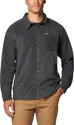 Columbia Mens Steens Mountain Solid Shirt Jacket Fleece, Charcoal Grey Heather, 3X