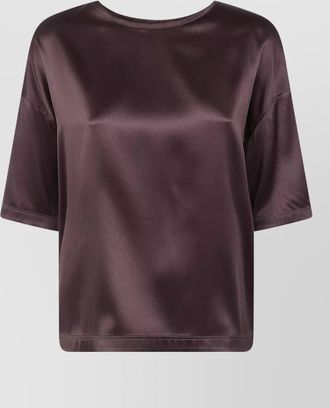 Brunello Cucinelli short sleeve blouse round neck satin