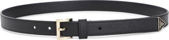 Prada Stijlvol Zwart Leren Riem - Dames - Riemen - Zwart - 90 CM - Leer - Accessoires