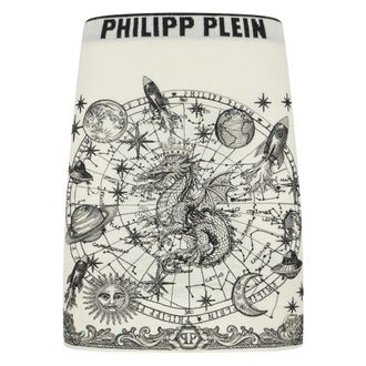 Philipp Plein Gebreide Mini Rok Lurex Zodiac - Dames - Rokken - Beige - Maat: XL