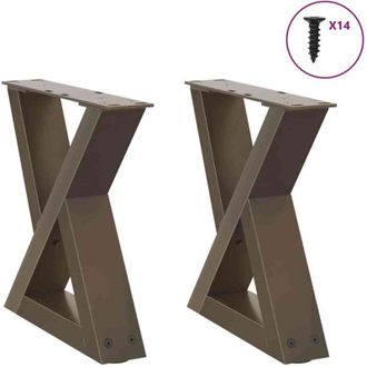 vidaXL Vidaxl - Patas Para Mesa De Centro (2 Unidades), Acero Natural, 30 X (30-31,3) Cm