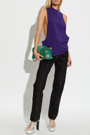 Versace Cotton Sleeveless Top, Womens, Purple