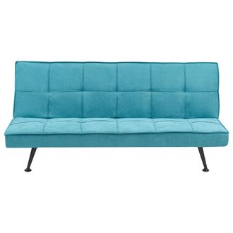 Beliani Sof&aacute; Cama Moderno De Tela De Poli&eacute;ster Sin Reposabrazos Reclinable Convertible De Madera Maciza Azul Marino Hasle