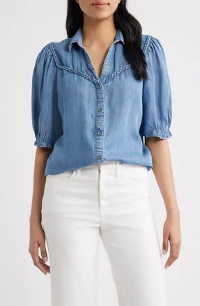 Beach Lunch Lounge Indira Denim Shirt in Medium Wash at Nordstrom, Size X-Small