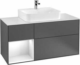 Villeroy & Boch Villeroy&boch - Finion, Muebles De Ba&ntilde;o, 1200 X 603 X 501 Mm, Angular, Con Estanter&iacute;a (iluminada), Modelo Suspendido, En Madera, Lavabo En El Medio, I