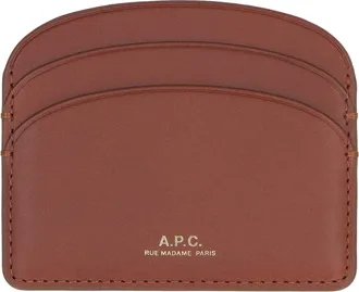 A.P.C. Womens Logo Detail Leather Card Holder Brown Cowhide Wallets & Purses