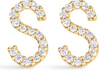 House of Brilliance 10K Gold 1/10 Cttw Diamond Initial A to Z Stud Earring