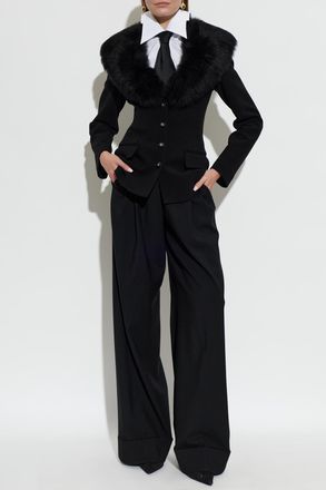 Dolce & Gabbana Wool Pleated Trousers, Womens, Black