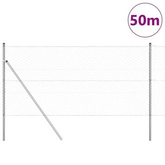 Berkfield Home Hexagon Fence 1x50 m Galvanised Steel in Silver