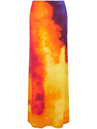 Paco Rabanne Gonna lunga con fantasia tie dye - Arancione