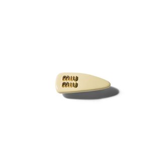 Miu Miu Patent Leather Hair Clip, Woman, Butter Yellow