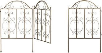 Relaxdays Relaxdays - Cancello da Giardino, 3 Parti, Porta e 2 Segmenti di Recinzione, Look Vintage, Cerniere, HL98,5x185 cm, Bronzo