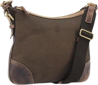 Prada Pre-owned Cross Body Bags, female, Brown, Size: ONE SIZE Pre-owned Vintage Canvas Crossbody Bag