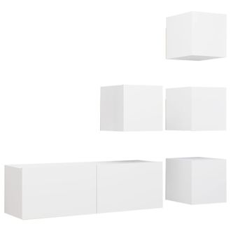 vidaXL Set De Muebles De Sal&oacute;n Tv 5 Piezas Madera De Ingenier&iacute;a Blanco Vidaxl