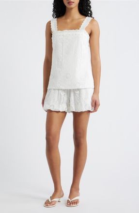 Line & Dot Pienza Lace Sleeveless Romper in White at Nordstrom, Size X-Small Regular
