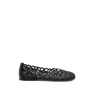 Loewe Schoenen, Dames, Zwart, 36 EU, Leer, Petal Anagram Ballerina