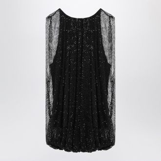 Sportmax Sportmax Black Mesh Top With Crystals