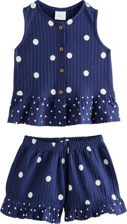 Next Kids Polka Dot Peplum Top & Shorts Set in Blue at Nordstrom, Size 12-18M
