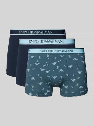 Emporio Armani Trunks im 3er-Pack mit elastischem Logo-Bund in Blau, Gr&ouml;&szlig;e XXL