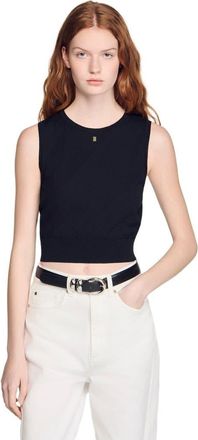 Sandro Sleeveless short knit sweater in Black at Nordstrom, Size X-Large
