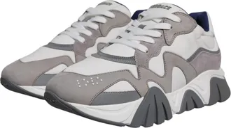 Versace Mens Grey Leather Neoprene Chunky Low Top Squalo Sneakers Shoes Gray Co Vl