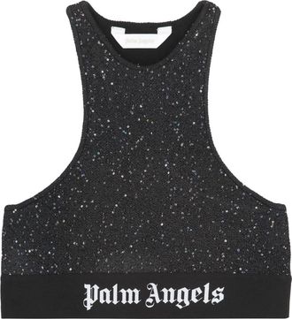 Palm Angels Crop-top met logo - Dames - Tops zonder mouwen - Zwart - XS - Polyester - Tops